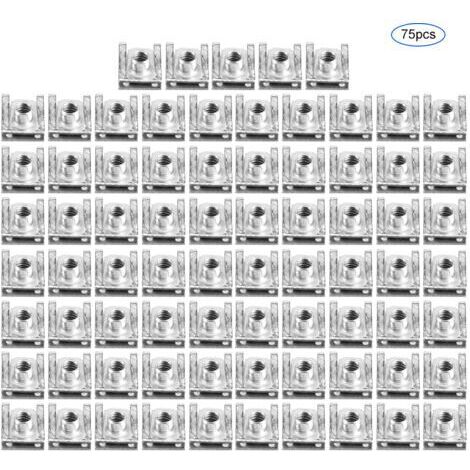 Aramox 75 pcs M6 U Clips Set Clip de Fixation pour Carrosserie, Carénage Carrosserie Panneau U Clips Pince U Écrou Vitesse Fixations De Voiture Moto Accessoire (1/5)