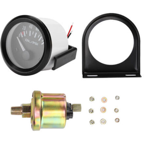 Manomètre de pression d'huile électromagnétique 52mm Plage de mesure 0-100 PSI Matériau ABS Compatible 12V automobile (1/5)