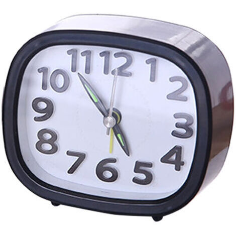 Mini réveil Simple, 1 pièce, horloge de bureau silencieuse pour décoration de chevet de la maison (carré noir) (1/3)