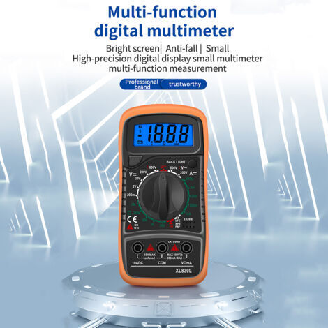 Multimètre numérique portatif XL830L, rétro-éclairage LCD, voltmètre AC/DC, ampèremètre DC, testeur de résistance de tension Ohm, haute précision universelle (1/5)