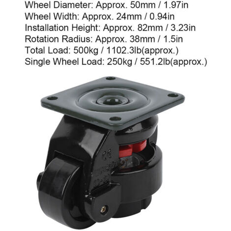 Roulettes Pivotantes 40mm, 50KG 110.2LBS 360 Roulettes pour Meubles Nivellement Rétractables Robustes Industrielles Haut de Gamme for Lot de 4 Noir