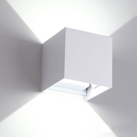 Applique murale LED étanche IP65 12W – Lumière dimmable 6000K – Design haut et bas pour intérieur/extérieur – Aluminium blanc – Fontainebleau (1/6)