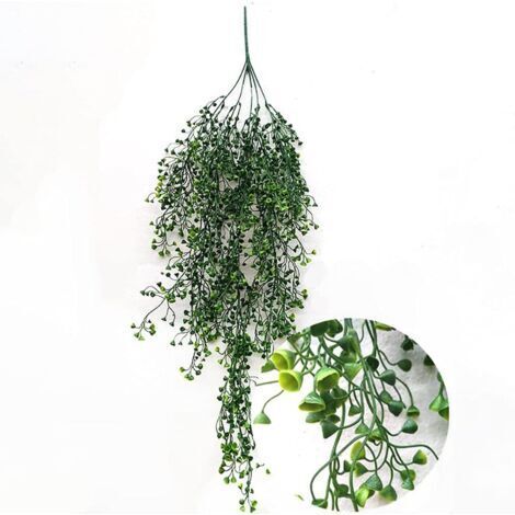 One plus one 2pcs artificiels Suspendus Fleur Plante Faux rotin Saule Fleur de Vigne Maison Jardin décoration Murale Artificielle Suspendue Plante Fleur (Vert) (1/5)
