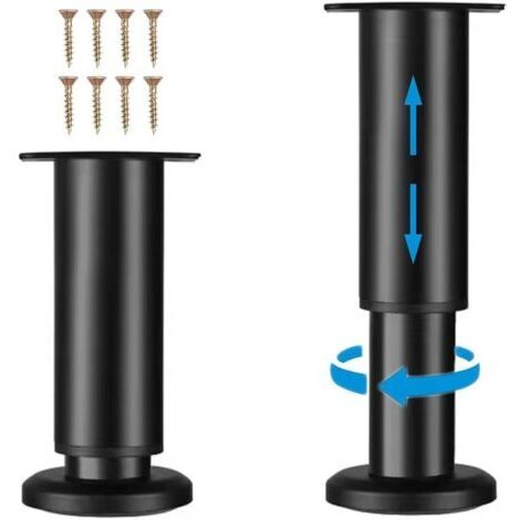 Pieds de meubles en métal réglables - Lot de 4 pieds de canapé/canapé/armoire/lit - Pieds de support de hauteur de 7,08 à 11,81 pouces pour Chaise/Table basse/Commode (1/5)
