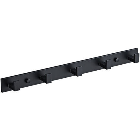 Porte Manteau Mural, Patères Porte Manteaux Design en Acier Inoxydable, Patères Salle De Bains Solide pour Chambre Bureau Noir (5 Hook) (1/4)