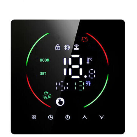 Thermostat intelligent Thermostat de chauffage Thermostat d'ambiance Thermostat de chauffage électrique au sol 16A LED écran tactile numérique noir (1/5)