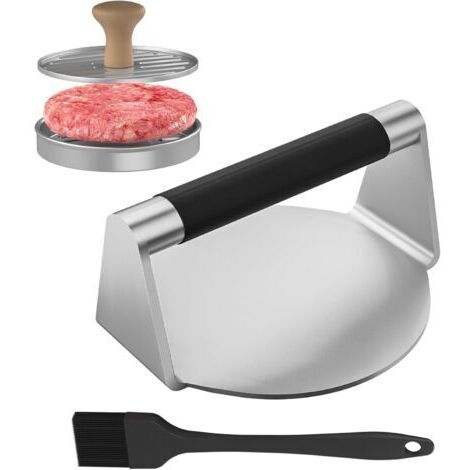 Presse à Burger avec Hamburgermaker et Silicone Pinceau, Acier Inoxydable Smash Burger, Presse à hamburger pour patties, Presse Steak Haché+Hamburger Meat Mould+Pinceau Cuisine pour grill, barbecue (1/5)