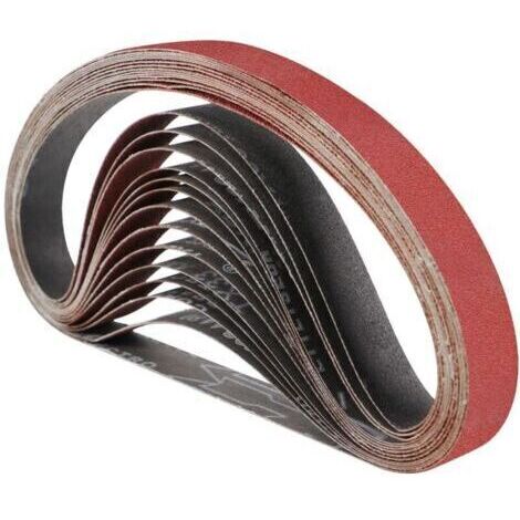 Bande Abrasive 25 x 762 mm Bande de Ponceuse - Ensemble de Bandes Abrasives Mixte (3 X grains 60/80/120/180/240) pour Ponceuses à Bande (15 pièces) (1/4)