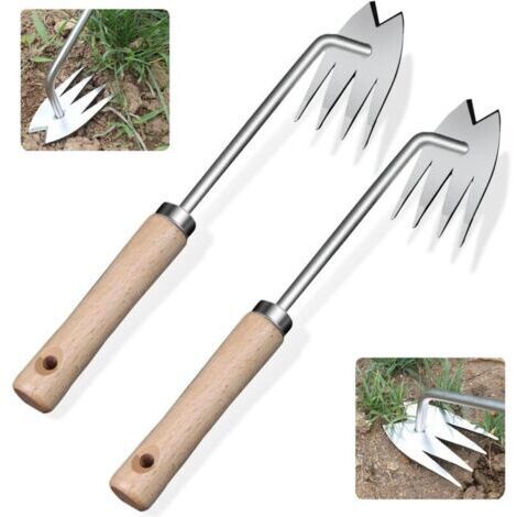 Lot de 2 Désherbeur À Main Outils,Outil de Désherbage Manuel,Inoxydable Extracteur de Mauvaises,Extracteur de Désherbage pour Jardin,Outil de Arrache Mauvaise Herbe,Désherbage en Acier Inoxyd (1/4)