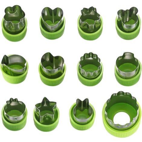 Coupe-légumes,Moule en forme d'animal 12 pièces Acier inoxydable Mini coupe fruits Set de coupe légumes avec Coupe vague pour Outils de pâtisserie et de supplément alimentaire pour les enfants (1/5)