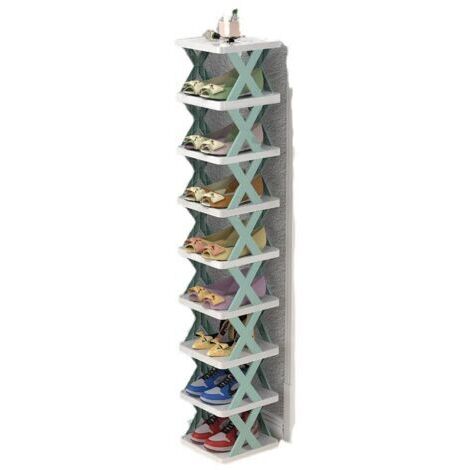 Meuble à chaussures, Porte - chaussures pliant en plastique facile - Vert,9 couches (1/5)