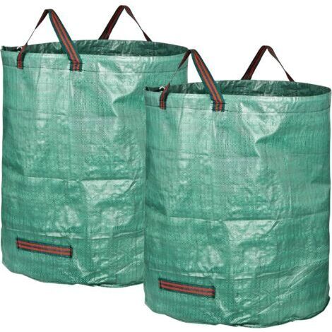 Sacs de jardinage 272 L avec poignées, imperméables, autoportants, pliables, robustes et durables, lot de 2 (1/5)