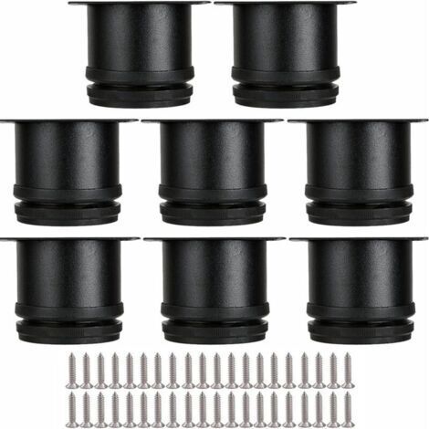 Lot de 8 Pieds Réglables Meubles Noir, Ø 50 mm/Hauteur 50 mm Pieds de Canapé en Métal Acier Inoxydable, Pied de Table Basse pour Meubles TV Armoires Lits Postes de Travail, avec 32 Vis (1/4)