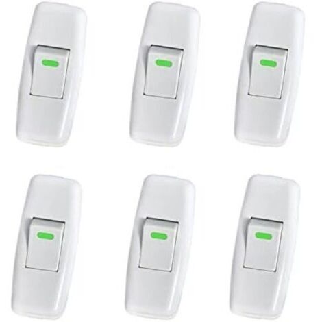 3x6.5cm 6 Pack Interrupteur Lampe, Interrupteur Torpedo, Ligne Cordon Interrupteur, Interrupteur Lampe de Chevet, Interrupteur à Bascule en Ligne pour Lampe de Table de Chevet Remplacement du (1/4)