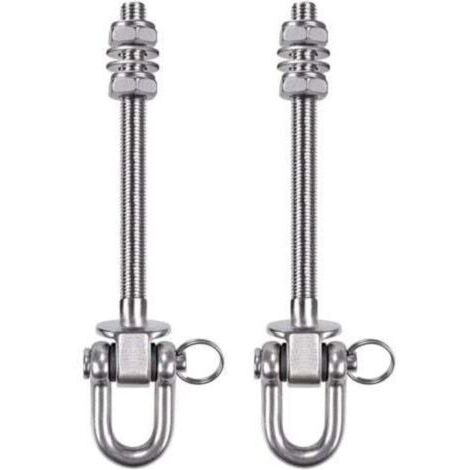 2 PCS Cintre Robuste en Acier Inoxydable - Capacité de 300kg - 21 cm x M10 - Crochets pour balançoire en Bois et en Acier - pour hamac de Yoga, hamac, Sac de Frappe, véranda (1/4)