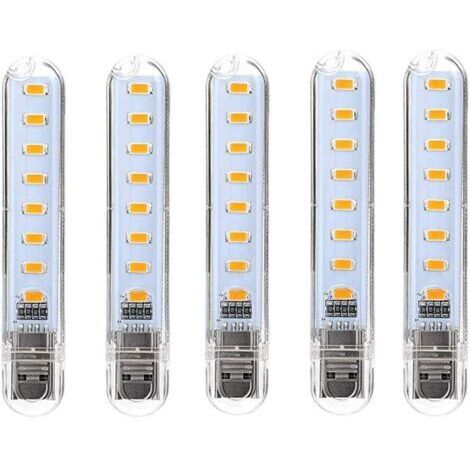 Lampe LED USB, LED Mini Portable USB Lampe, 5 Pièces Lumière De Clavier D'ordinateur, Pour PC, Ordinateur, Batterie Externe (Blanc froid) [Classe énergétique G] (1/5)