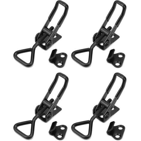 4 pièces. Loquet a Bascule en Acier au Carbon, Fermeture à Levier Capacité de Rétention 100kg pour Boîtes, Coffre, Armoire (95mm Noir) (1/4)