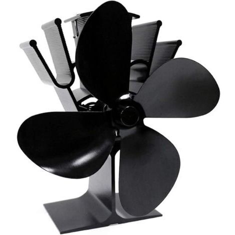 Ventilateur de poêle à bois Hot Blast à 4 pales, chauffage écoénergétique et respectueux de l'environnement (noir) (1/5)