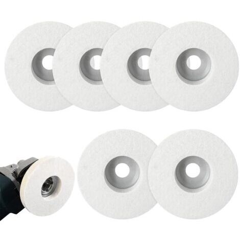 Lot De 6 Disque De Polissage, Disques De Polissage En Laine Feutre De Laine Roue De Polissage Outil De Meulage Pour Polissage Verre, Céramique, Plastique, Métal, Marbr (Blanc) (1/5)