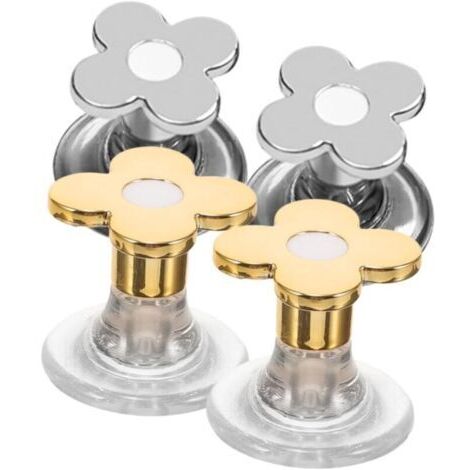 4Pièces Bouton De Réservoir De Décorative Forme De Fleur Accessoires Universels Pour Chasse Eau Argentée Pour Salle De Bain (1/4)
