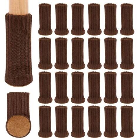 24 Pièces de Chaussettes Pieds de Chaise en Tricot pour Protège-Jambes de Chaise, Protection pour Pieds de Meubles, Se Déplacer Facilement et Réduire Le Bruit, 2,5 à 5 cm de Diamètre Marron (1/4)