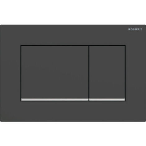 Plaque de déclenchement wc GeberitSigma20 (ex Sigma30) square pour rinçage double touche: noir mat laqué, revêtement facile à nettoyer, chromé brillant (115.883.14.1) (1/4)