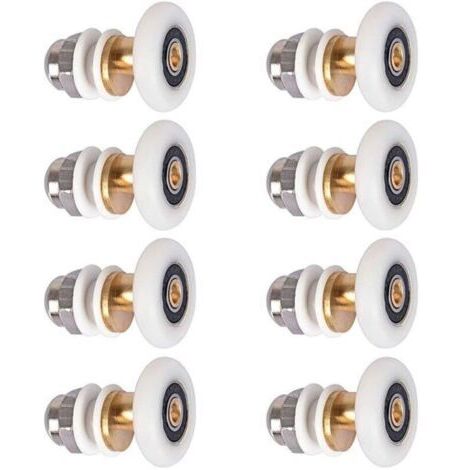 8 Pièces Roulettes Douche 25mm, Roulette Porte Coulissante Douche Roulement pour Porte de Douche (1/4)