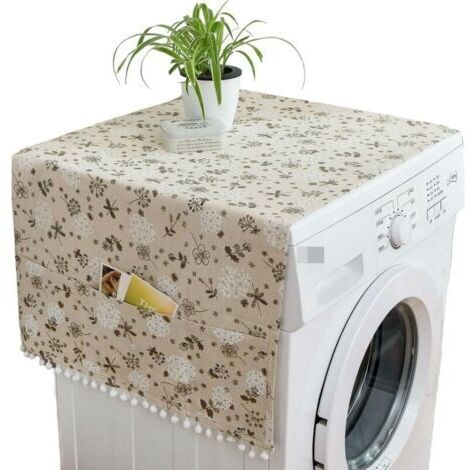 1 pcs Housse pour lave-linge, housse pour réfrigérateur, housse pour lave-linge, 55x130cm Housse multifonctionnelle avec pochette de rangement latérale (Pissenlit) (1/4)