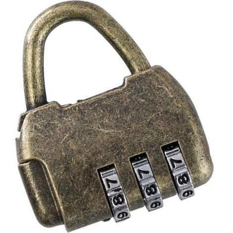 Cadenas à combinaison vintage 3 Chiffres 4,3 x 3,5 x 1,2 cm Or (1/4)