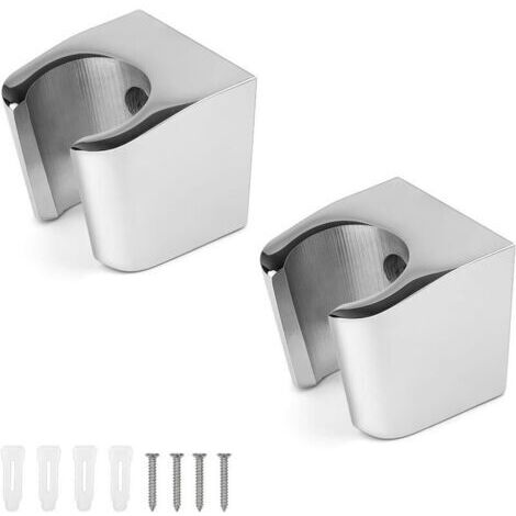 2 Pièces Alliage de Zinc Support de Douche, Argent Shower Head Holders, Support de Douche Mural de Douche Avec Vis, Petit et Facile à Installer, Dimensions de l'article L x l x H: 3,5 x 3,3 x 3,1 cm
