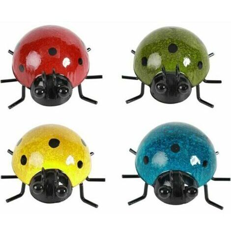 Lot de 4 décorations de jardin en métal en forme de coccinelle (1/4)