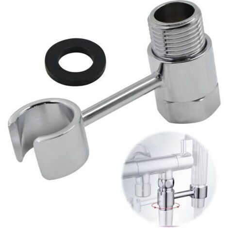 Support Pommeau Douche Douchette Accroche - Raccordement 20mm éCrou Porte Universel RéGlable 360° Pomme Mural Salles Bains Lance Toilette Main Remplaç Able Sans PerçAge Laiton Chromé