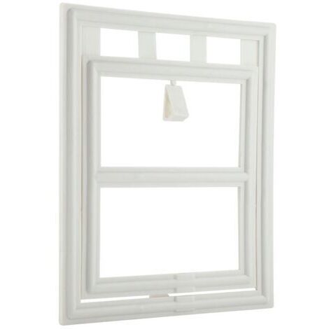 Porte en plastique pour chien, chiot, chat, verrouillage magnétique, rabat de sécurité pour porte de fenêtre à moustiquaire (blanc L) (1/4)