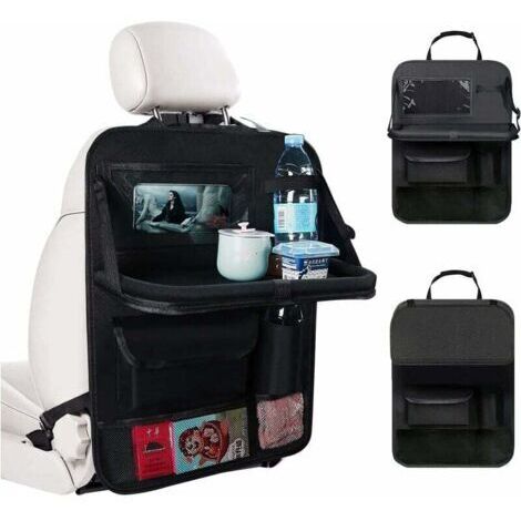 Organisateur de Voiture, Organisateur Voiture Enfant avec Plateau et Poche pour Téléphone/Tablette, Imperméable Organiseurs de Siège Arrière de Voiture pour Rangement des Jouets/ Livres/ Bouteilles (1/5)