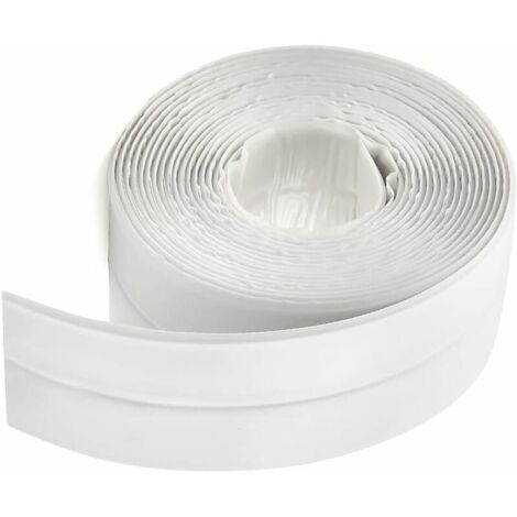 320x3.8CM Bande de douche bande D'étanchéité Joint de douche Salle de bains joint silicone blan Ruban de masquage baignoire PE auto-adhésive cuisine Coin calfeutrage