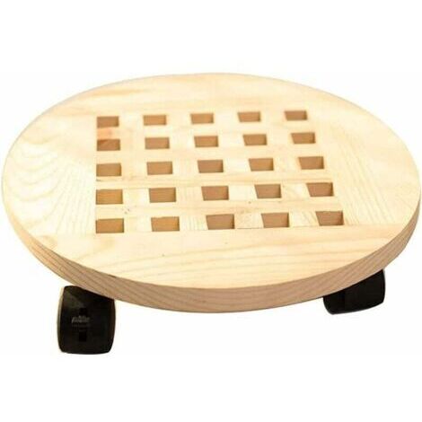 Chariot pour Plantes, 25 cm / 9,8 Pouces Supports de Pots à roulettes, Support en Pot pour Plantes, Carbonisé, Résistant à la Corrosion, Etanche, pour Jardin Intérieur Extérieur (Pin Naturel) (1/4)