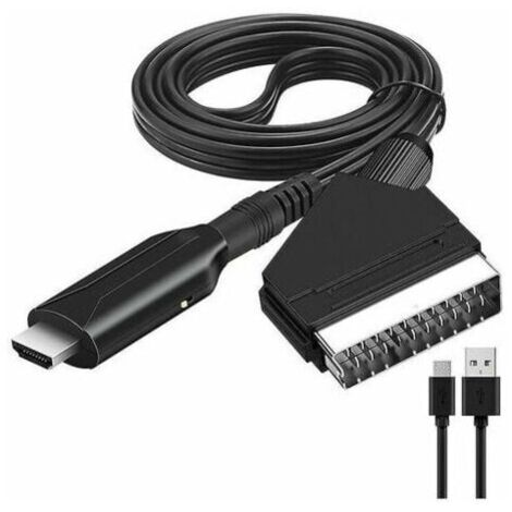 Adaptateur Péritel vers HDMI, Convertisseur Péritel vers HDMI avec câble HDMI, Full HD TV Audio Vidéo Converter pour , TV, Projecteur etc . (1/4)