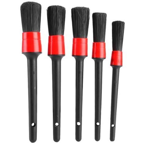 Brosse de détail de voiture, 5 pièces, sec et humide, double usage, nettoyage, lavage des cheveux, ensemble d'outils de détail automobile portables (1/4)