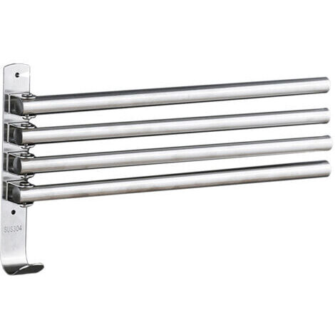 Porte-Serviettes avec 4 Barres 180°Rotatives en Acier Inoxydable SUS304 Porte Serviette Murale Sèche-Serviettes pour Salle de Bain Cuisine Lavabo- Argent (1/4)