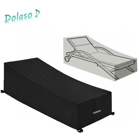 Housse de Protection Transat/Bain de - Imperméable & Anti-UV - Tissu Oxford 210D Renforcé - Taille 210x75x40/80cm - Noir (1/3)