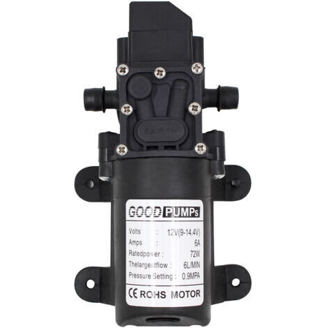 Pompe aspirante à membrane haute pression 12V 6A 72W 6L, tuyau droit (1/4)