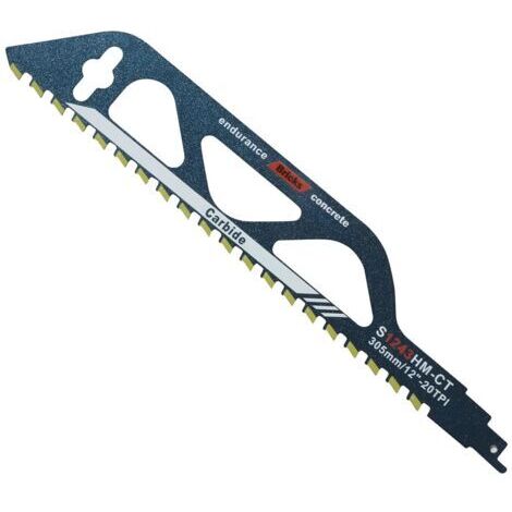 Lames de Scie Sabre, Lames de Scie Alternative en Carbure, Lames de Scie à Béton Aéré, Lames de Scie Professionnelles pour la Coupe de Brique Rouge et de Pierre (305mm) (1/4)
