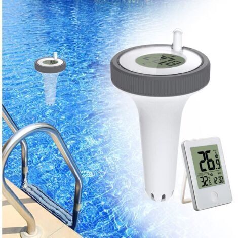 Piscine Thermomètre Flottant Jauge,Thermomètre Intérieur et Extérieur Flottant sans Fil,Thermomètre de Piscine Numérique avec écran LCD (1/5)