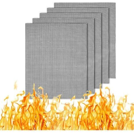 Tapis de barbecue en maille, 5 pièces, tapis de barbecue antiadhésif, tapis de barbecue réutilisables, tapis de cuisson en maille de barbecue durable pour charbon de bois, gaz, gril électrique, (1/5)