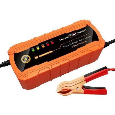12V 2A OrangeChargeurs de batterie 12V pour voitures et motos en gros, modèle à affichage numérique LED à impulsions intelligent, compatible avec les batteries au plomb-acide.