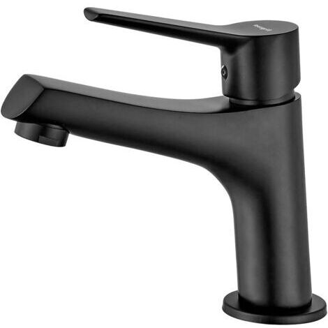 Mitigeur de lavabo, mitigeur de salle de bain, mitigeur extractible silencieux en céramique, mitigeur de lavabo à économie d'eau, noir (150 mm) (1/5)