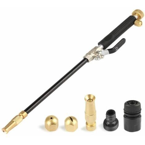 Pistolet à eau haute pression pour lavage auto, lance haute pression avec embout de tuyau d'arrosage standard en laiton et 2 buses en laiton pour pare-brise. (1/5)