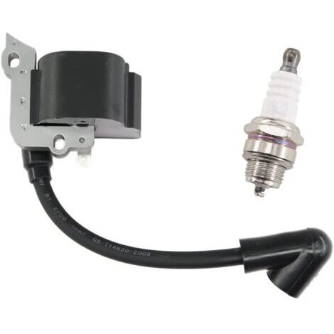 Bobine d'allumage avec bougie pour tronçonneuse Stihl FS38 FS46 FS45 FS55 FC55 FC55Z FC55-DZ HL45 HL45Z HL45-DZ HS45 HS45Z KM55 KM55RZ KM55C KM55R (pièce de rechange 4140 400 1308) (1/5)