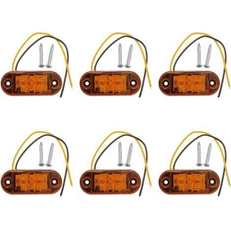 Lot de 6 feux de position latéraux à LED ambrés 12V/24V pour voitures, remorques, camping-cars, caravanes et motos. (1/5)