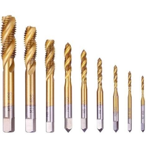 tarauds HSS à goujures hélicoïdales pour machine à fileter manuelle, tailles M2, M2.5, M3, M4, M5, M6, M8, M10 et M12. (1/5)
